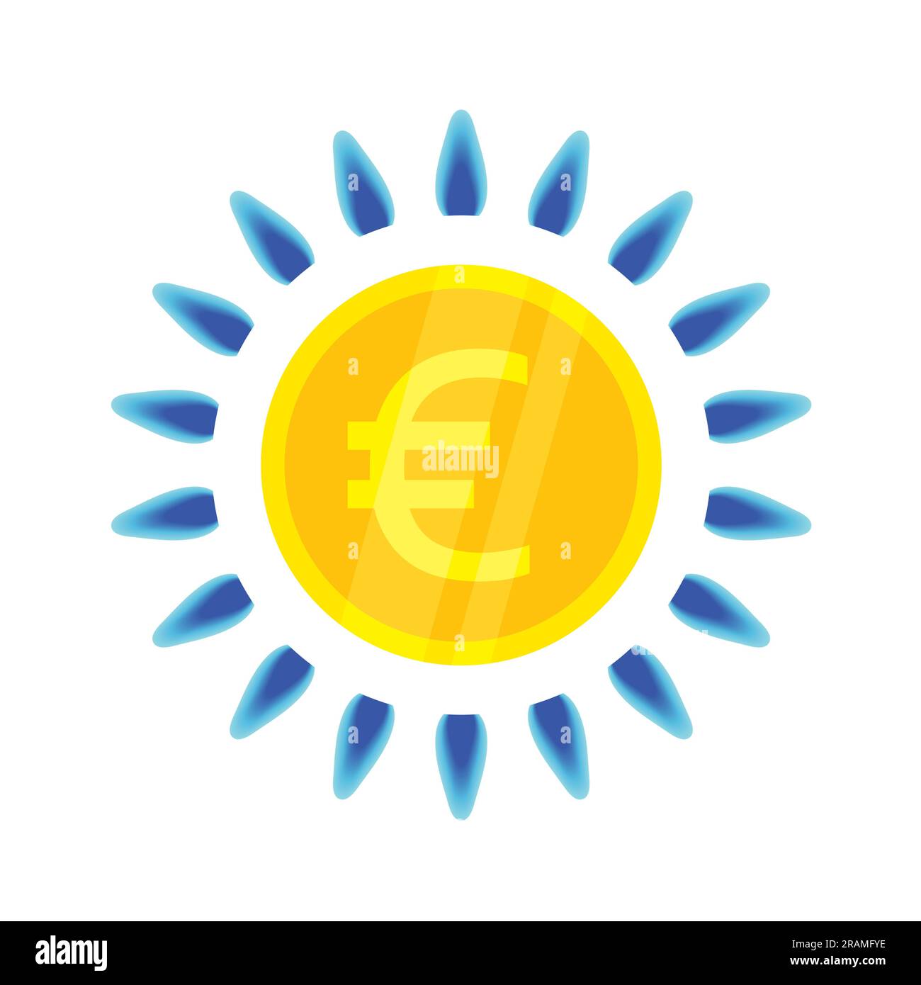 euro coin and glowing gas burner, rising gas prices concept, problem ...
