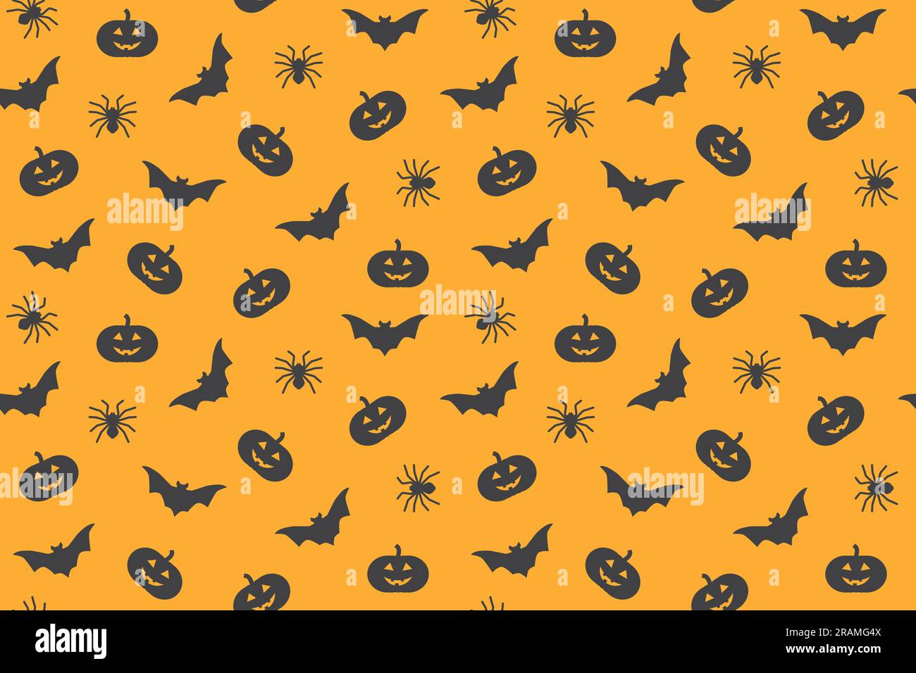 seamless Halloween pattern Jack-o’-lantern, spider and bat - vector illustration Stock Vector