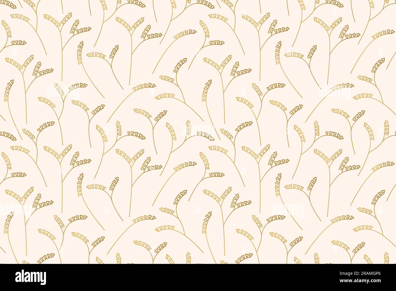 golden floral seamless pattern - vector illustration Stock Vector