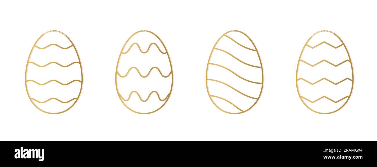 set of different golden line easter egg - vector illustration Stock Vector