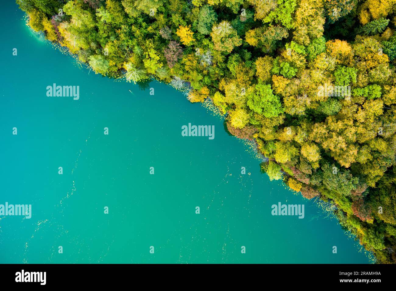 Aerial view of beautiful Balsys lake, one of six Green Lakes, located
