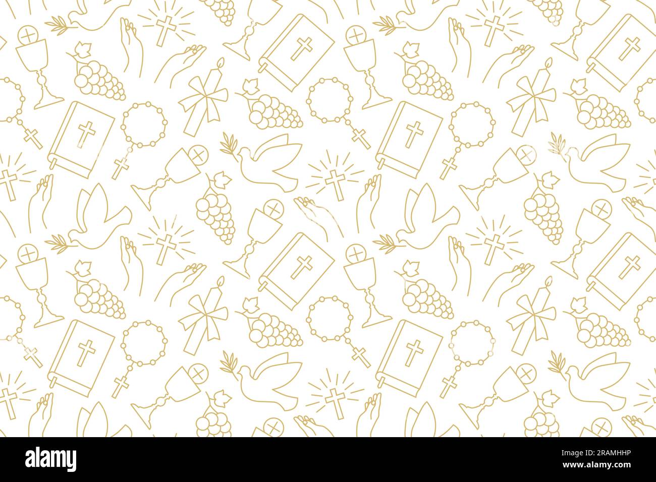 seamless pattern with christian religion icons: holy communion, chalice ...