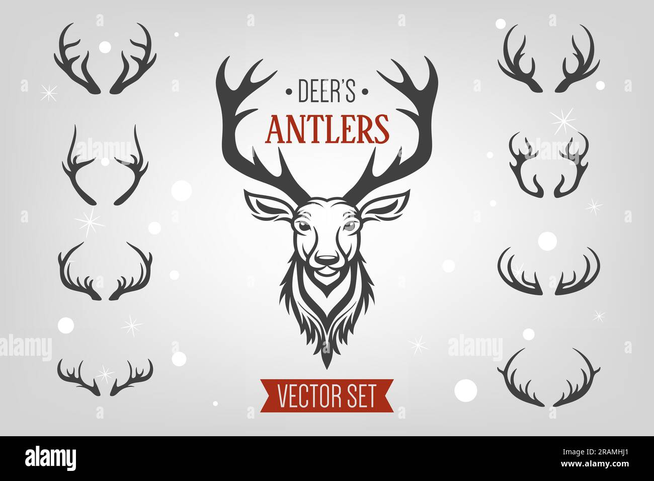 Deer Antler Silhouette Printable Christmas