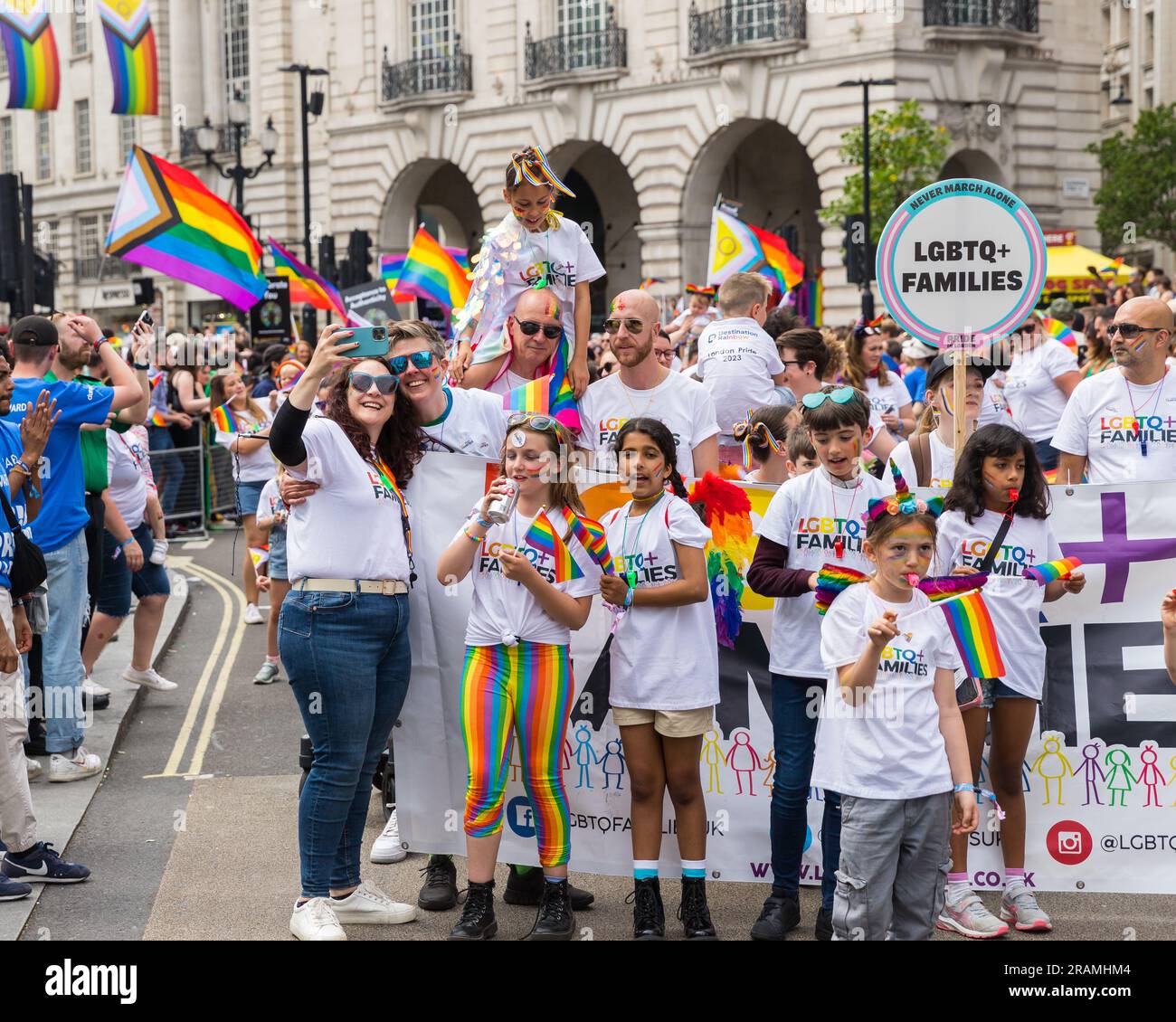 LGBT+ families marching group at Pride in London Stock Photo