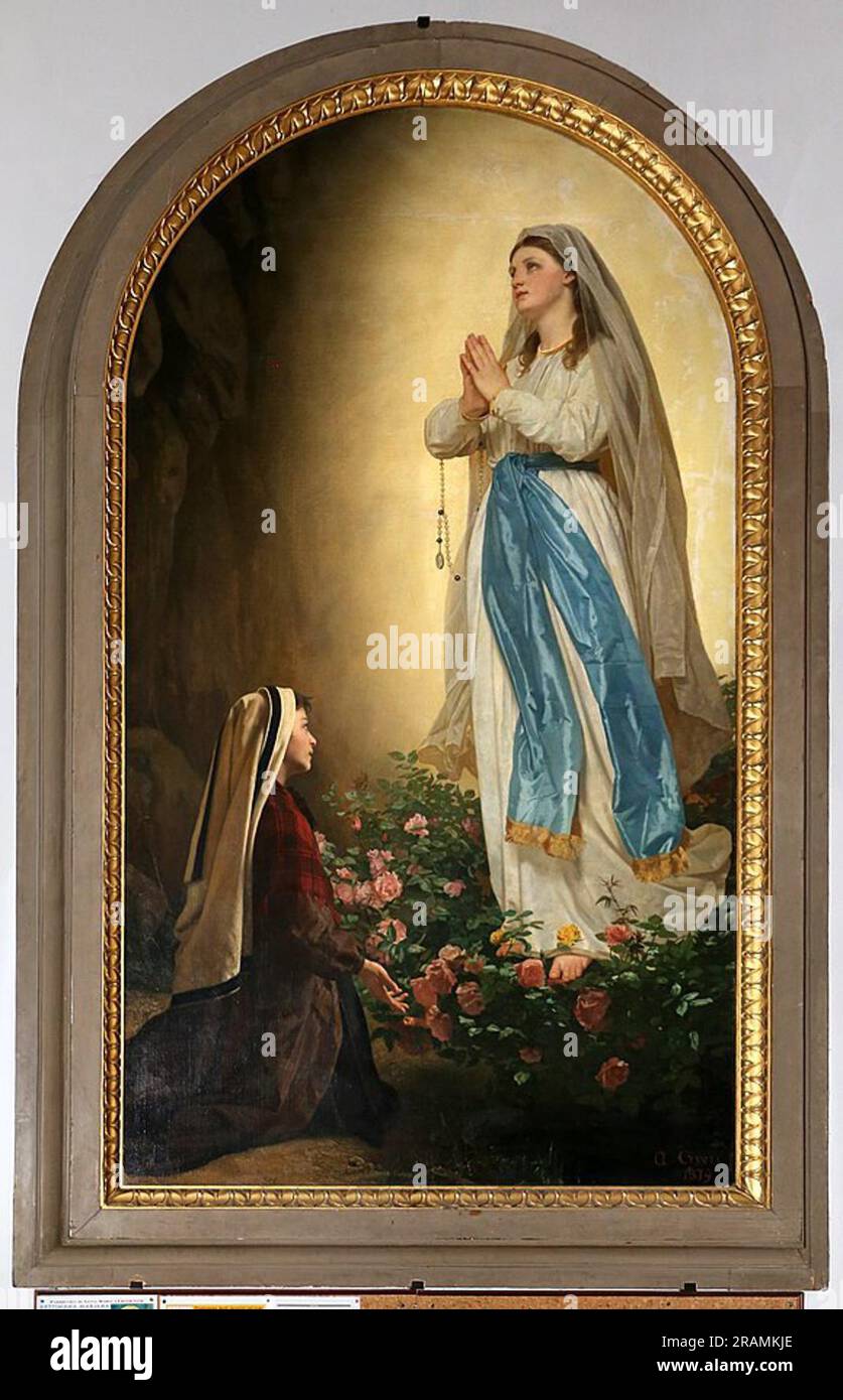 Apparition of the madonna to bernadette of lourdes by Antonio Ciseri Stock Photo