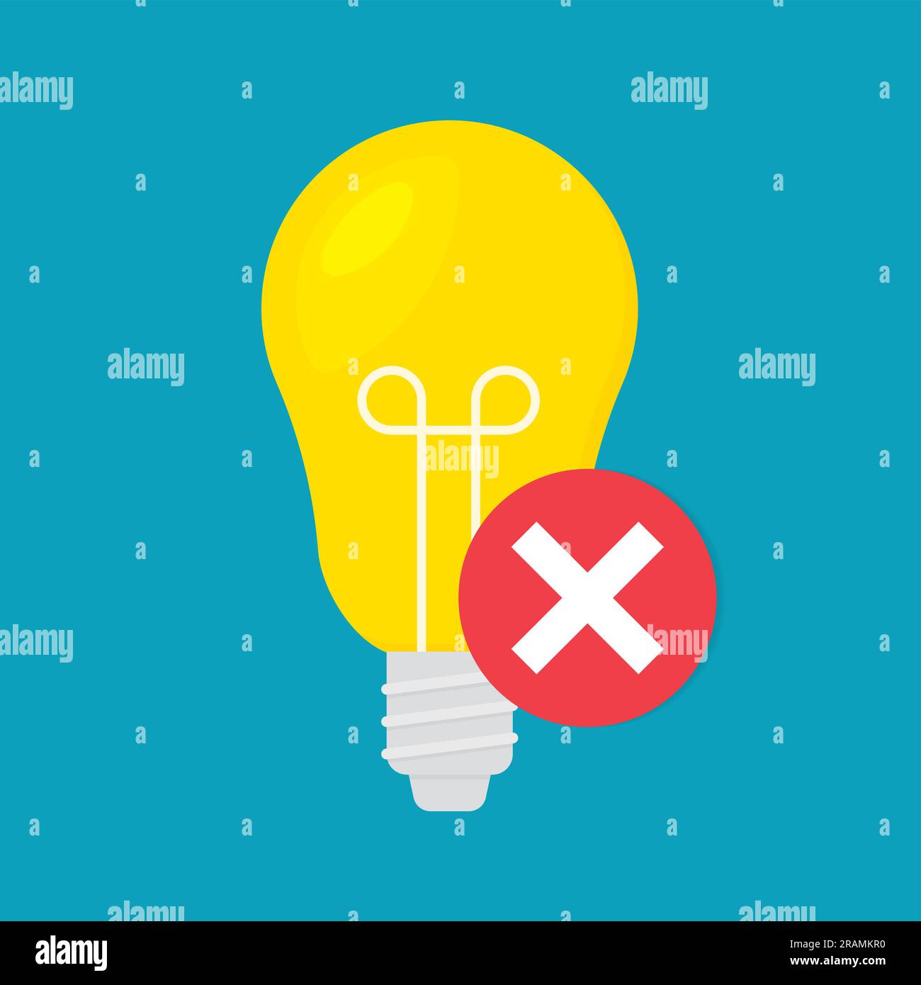 lightbulb and ban, no sign; blackout, power outage, energy crisis concept- vector illustration Stock Vector