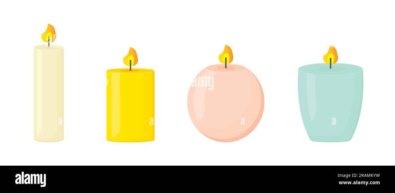 set of burning colorful candles - vector illustration Stock Vector ...