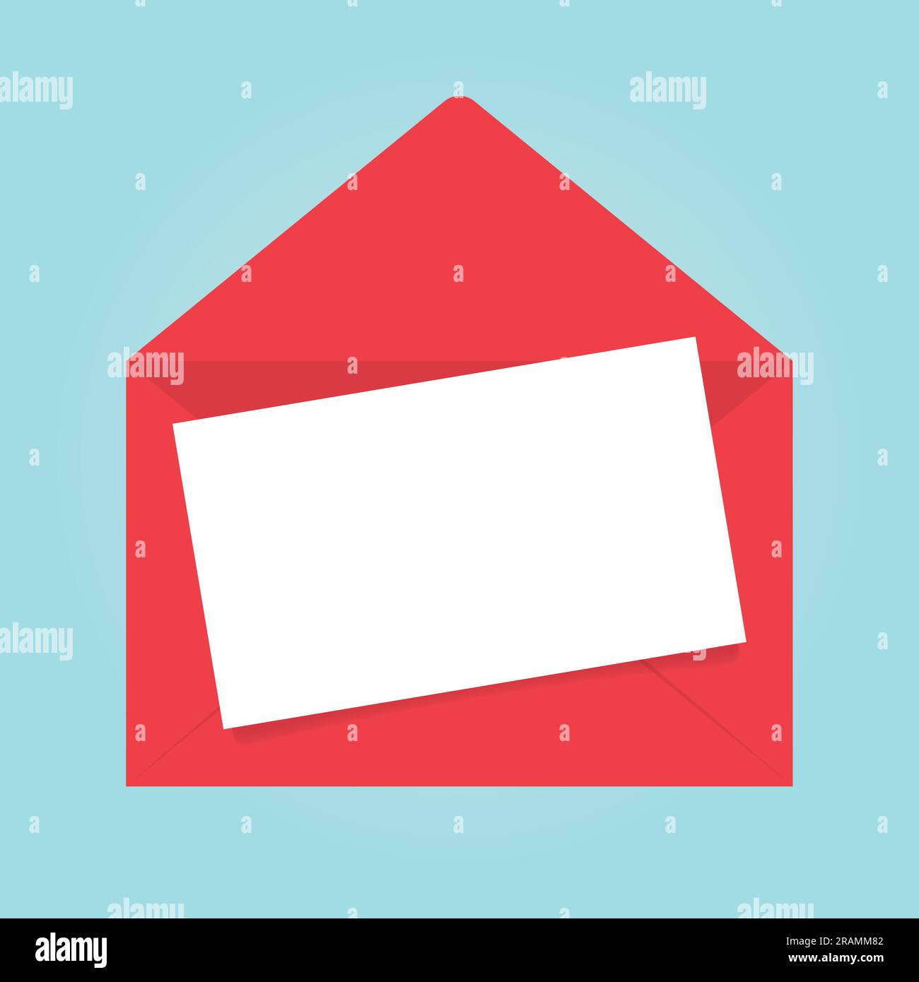 red open envelope with blank white card - vector illustration Stock ...