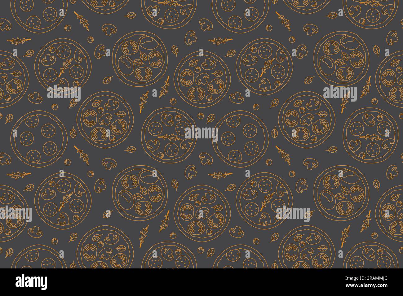 seamless pattern different pizzas and ingredient- vector illustration Stock Vector