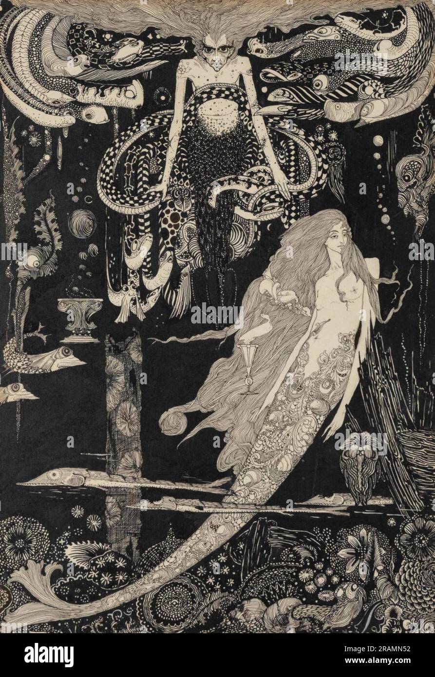 Little mermaid illustration sea witch hi-res stock photography and