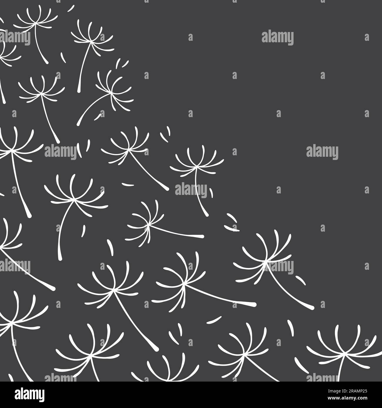 black and white dandelion seeds background- vector illustration Stock Vector