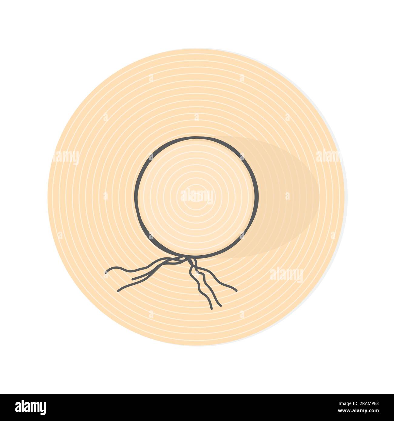 flat lay summer straw hat with black ribbon- vector illustration Stock Vector