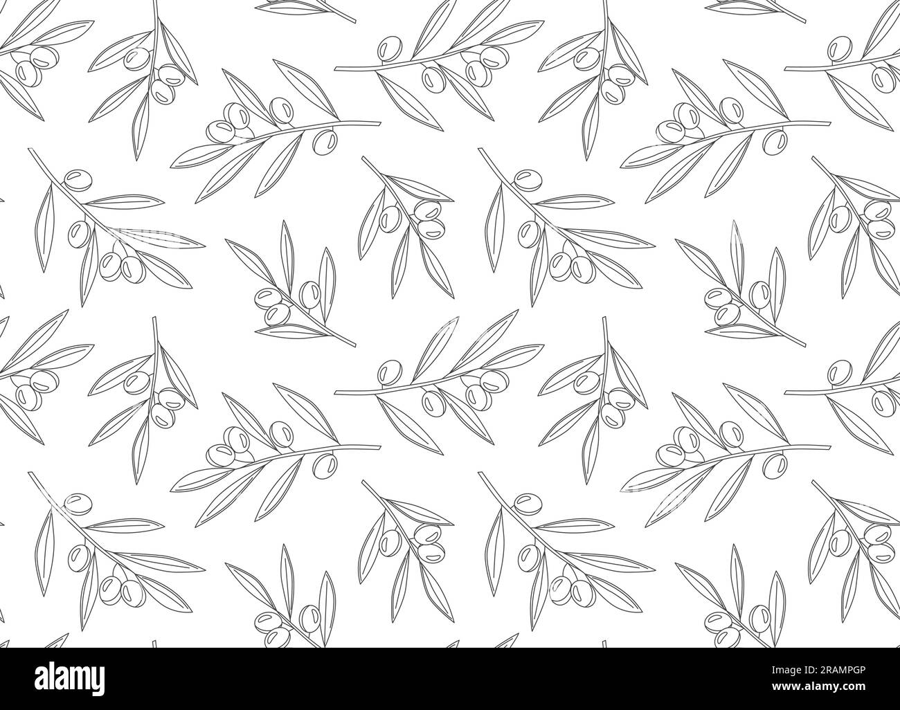 olive tree branches seamless pattern vector illustration Stock Vector