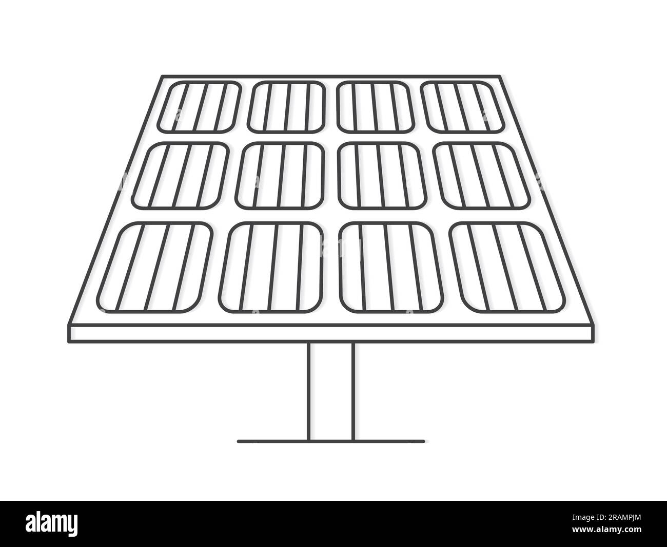 black outline of solar panel cell, clean sustainable, renewable power energy- vector illustration Stock Vector