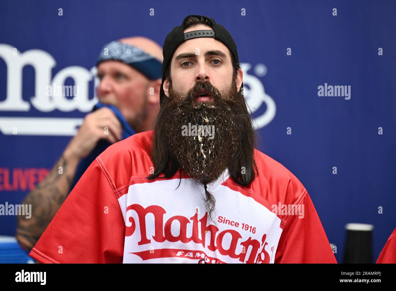 New York, USA. 04th July, 2023. Competitive eater Adam Moran from