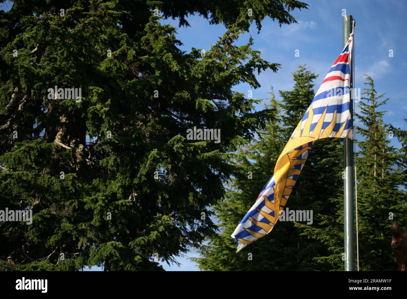 British Columbia Flag on Grouse Mountain Vancouver Stock Photo
