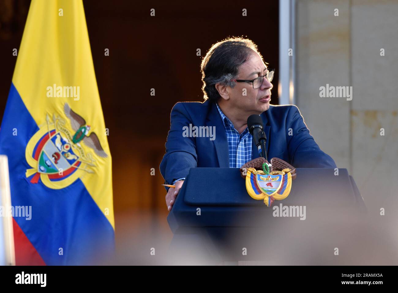 Bogota, Colombia. 04th July, 2023. Colombian president Gustavo Petro during an event commemorating the national day of the freedom of religion beliefs, in Bogota, Colombia July 4, 2023. Photo by: Cristian Bayona/Long Visual Press Credit: Long Visual Press/Alamy Live News Stock Photo