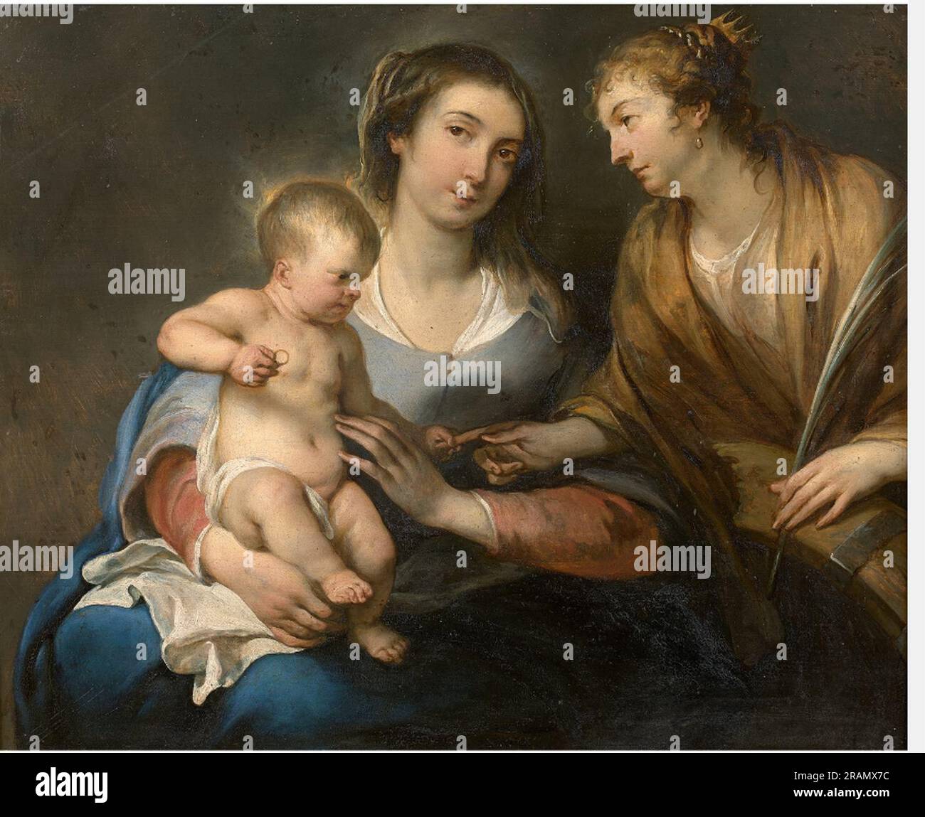 The Mystic Marriage of St Catherine 1624 by Jan Cossiers Stock Photo ...