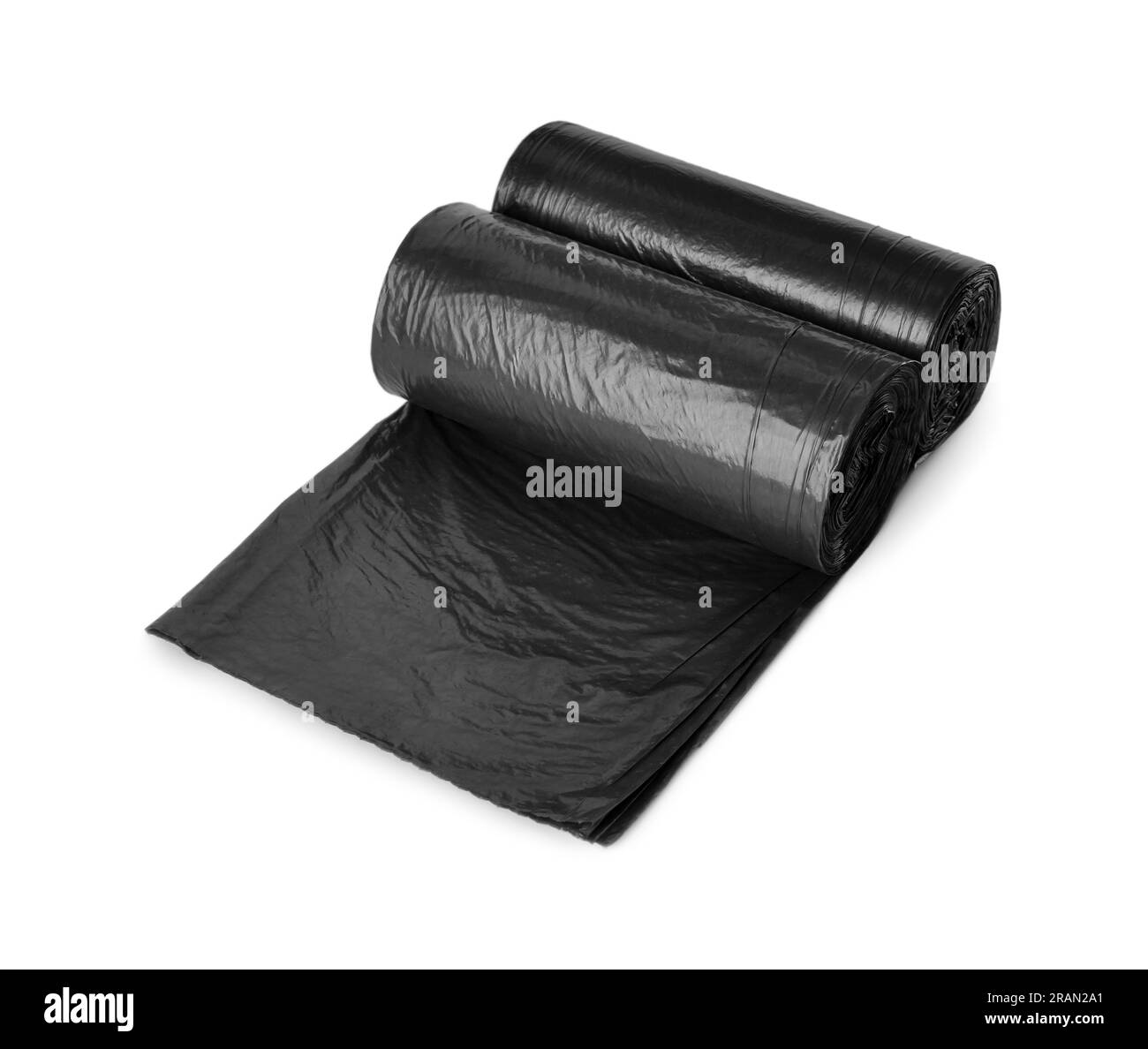 Rolls of black garbage bags isolated on white Stock Photo - Alamy