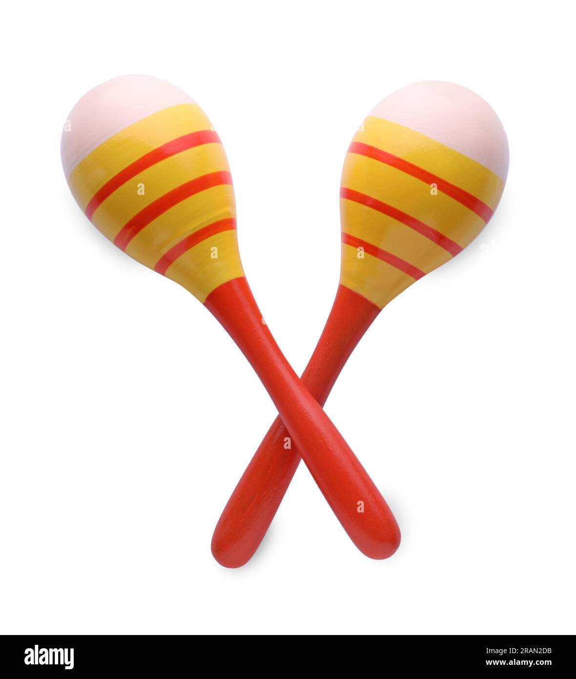 Colorful maracas on white background, top view. Musical instrument