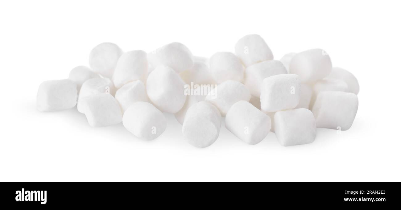 Pile of sweet puffy marshmallows isolated on white Stock Photo - Alamy