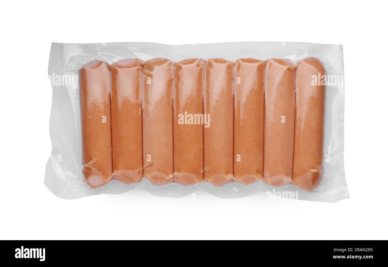 https://c8.alamy.com/comp/2RAN2EK/vacuum-pack-with-sausages-isolated-on-white-top-view-meat-product-2RAN2EK.jpg