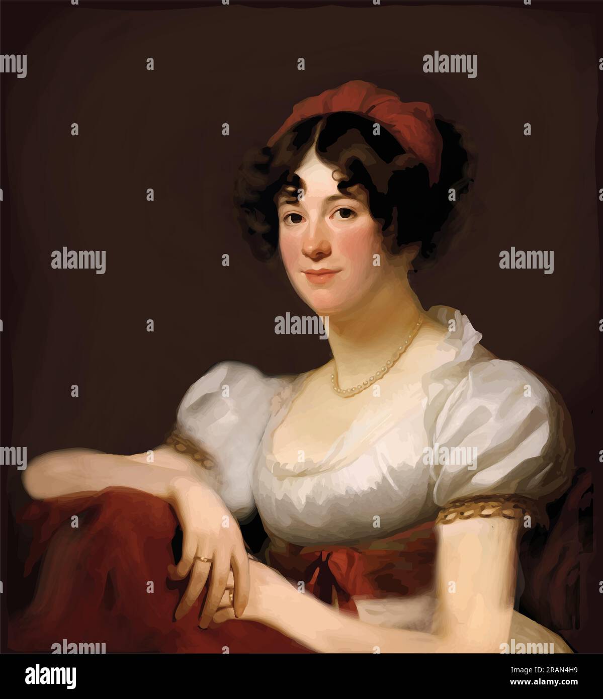 Vector painting of Dolley Madison (1768-1849), wife of James Madison, the fourth president of the United States from 1809 to 1817. Stock Vector
