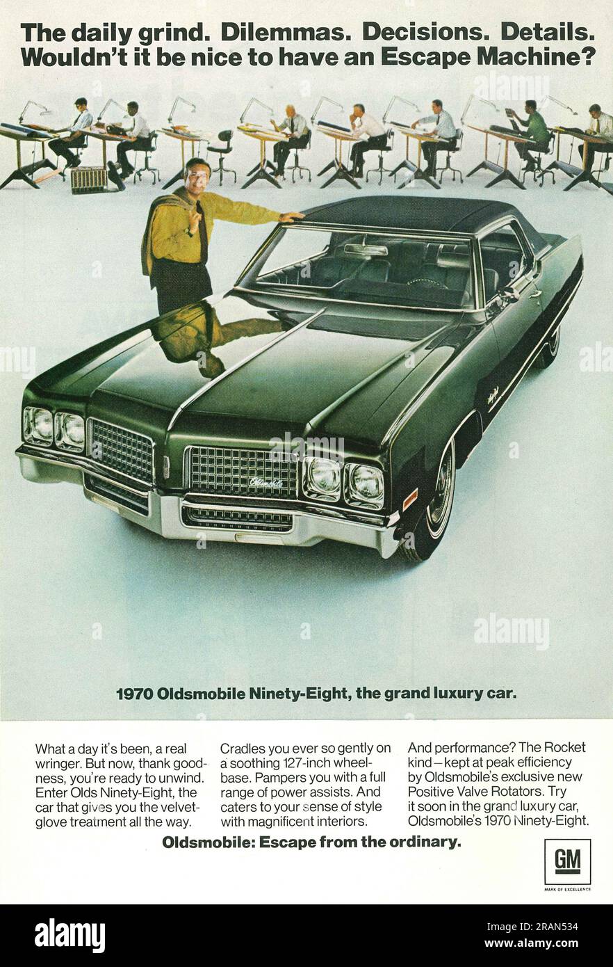 '70 Oldsmobile  Ninety-Eight advert in a magazine 1969 Stock Photo