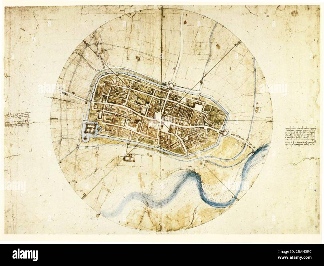 A plan of Imola 1502; Italy by Leonardo da Vinci Stock Photo