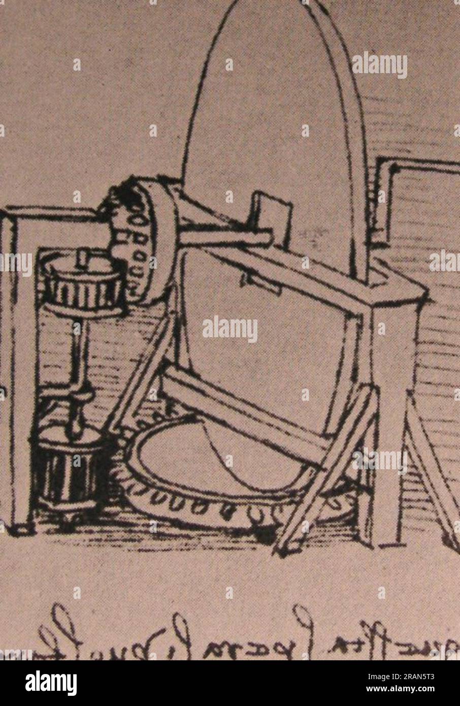 Design for a machine for grinding convex lenses c.1500; Italy by