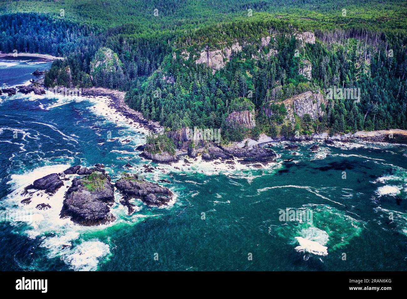 Aerial of Graham Island, Haida Gwaii archipelago, BC, Canada Stock