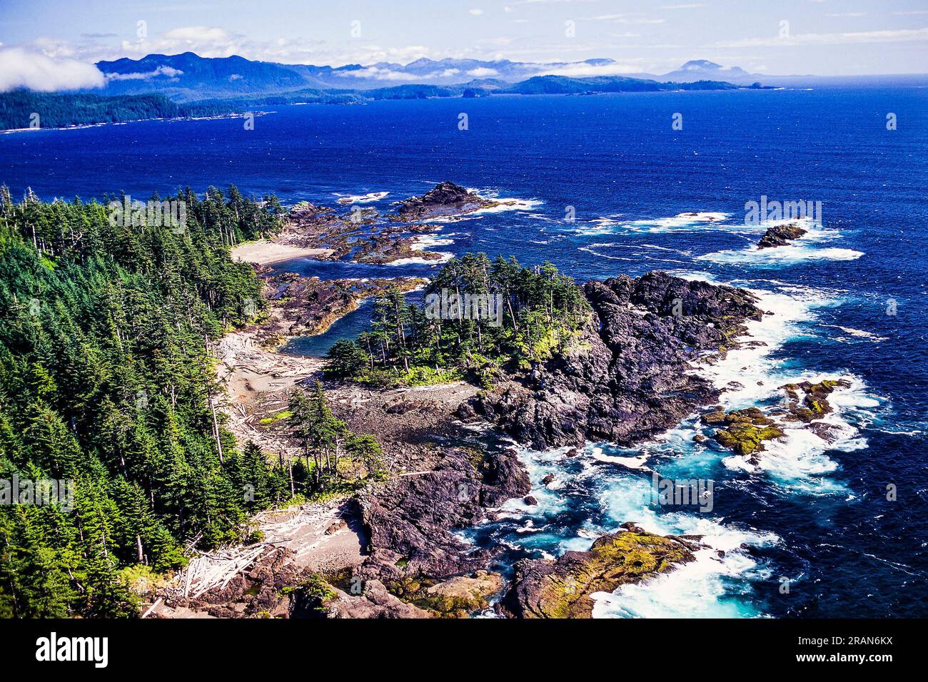 Aerial of Graham Island, Haida Gwaii archipelago, BC, Canada Stock