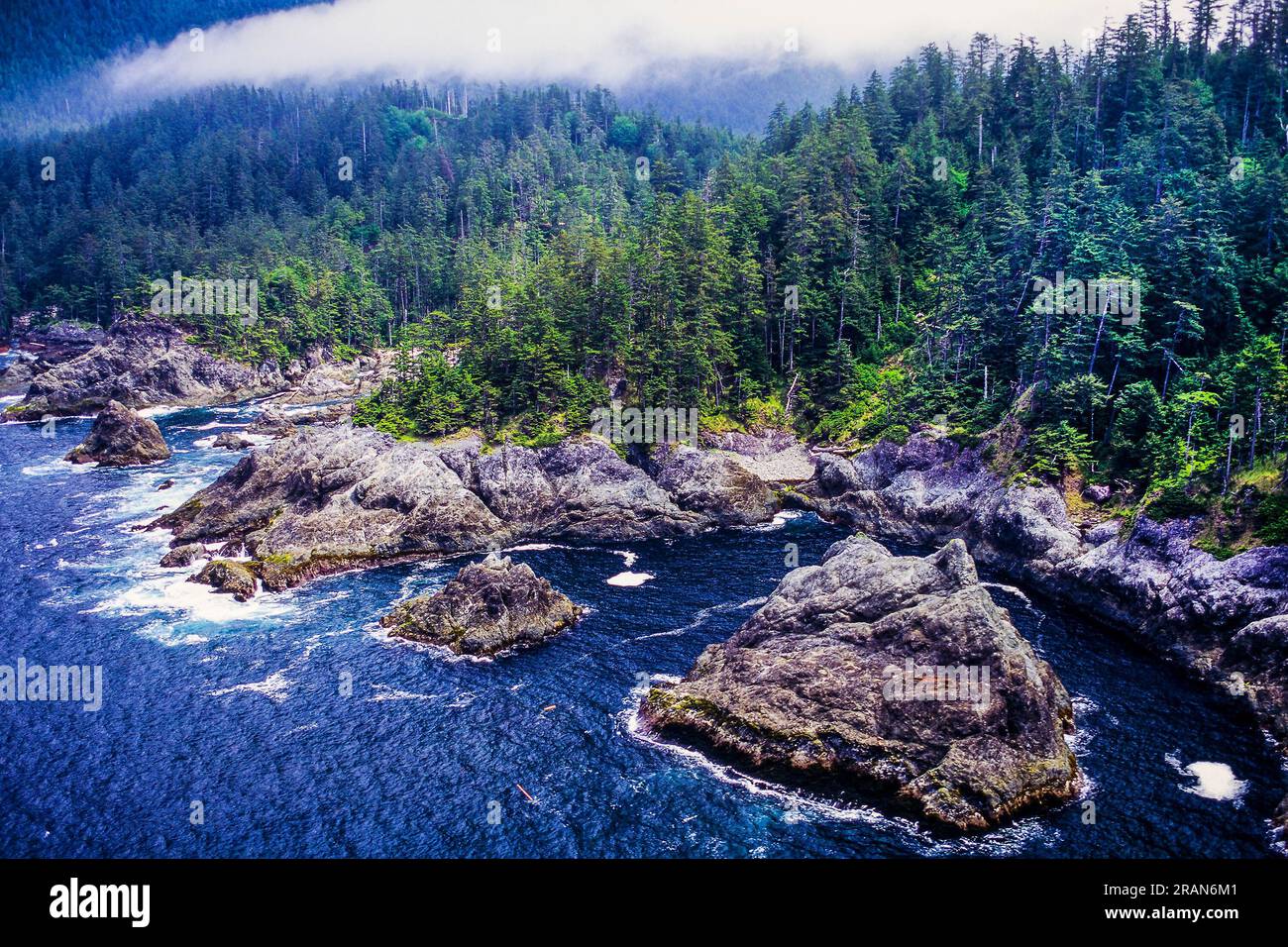 Aerial of Graham Island, Haida Gwaii archipelago, BC, Canada Stock