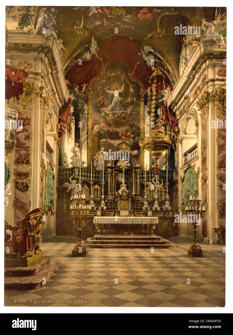 Einsiedeln Abbey, church altar, Einsiedeln, Schwyz, Switzerland 1890. Stock Photo
