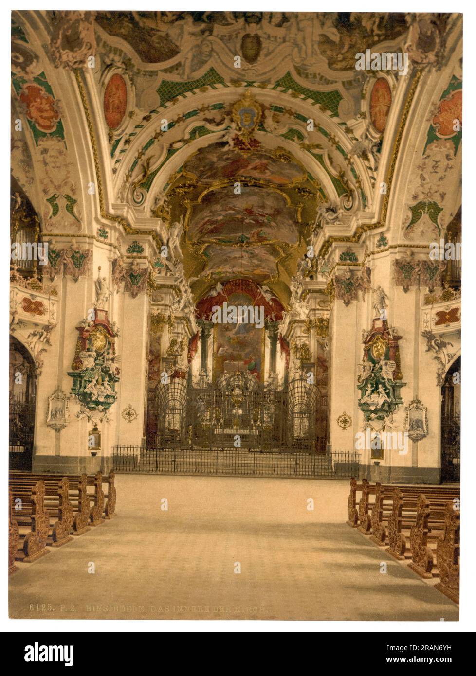 Einsiedeln Abbey, interior of church, Einsiedeln, Schwyz, Switzerland 1890. Stock Photo
