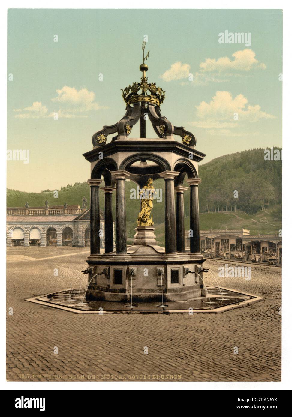 Mary's Fountain,  Einsiedeln, Schwyz, Switzerland 1890. Stock Photo