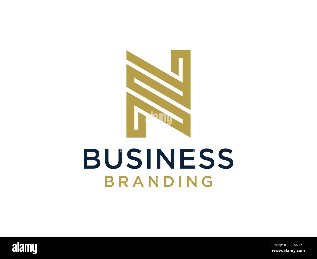 Abstract Initial letter N Logo Gold Square Line. Flat Vector Logo Design Template Element. Stock Vector