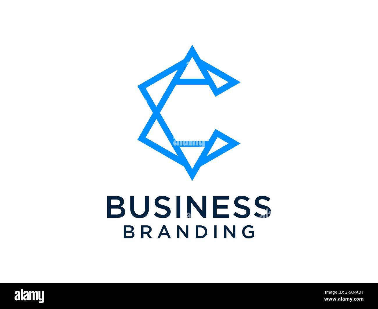 Abstract Initial Letter C Logo. Blue Geometric Shape Origami Style ...