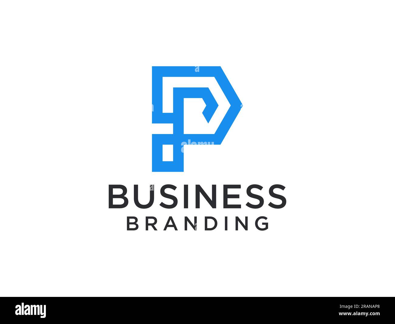 Abstract Initial Letter P Logo. Blue Geometric Shape with Line isolated ...