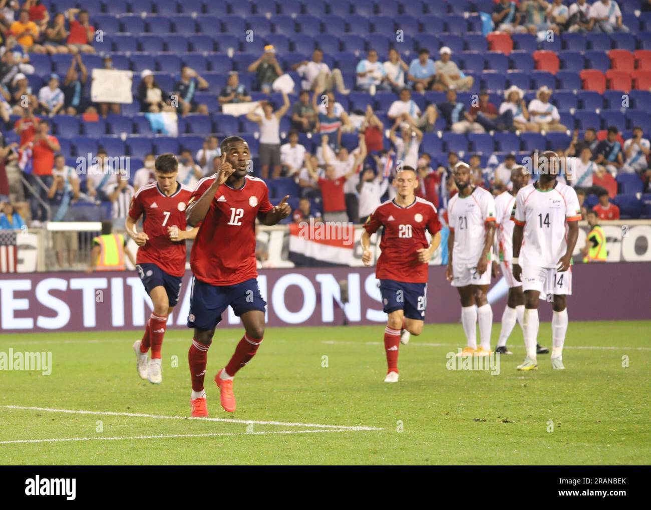 New Jersey, Harrison, USA. 4th July, 2023. (SPO) Concacaf Gold Cup: Costa Rica vs Martinique. July 04, 2023, Harison, New Jersey, USA: Joel Campbell of Costa Rica celebrates his goal during soccer match against Martinique valid for the 3rd round of the Concacaf Gold Cup, at the Red Bull Arena, in Harrison, on Tuesday (04). Credit: Leco Viana/Thenews2 (Credit Image: © Leco Viana/TheNEWS2 via ZUMA Press Wire) EDITORIAL USAGE ONLY! Not for Commercial USAGE! Stock Photo