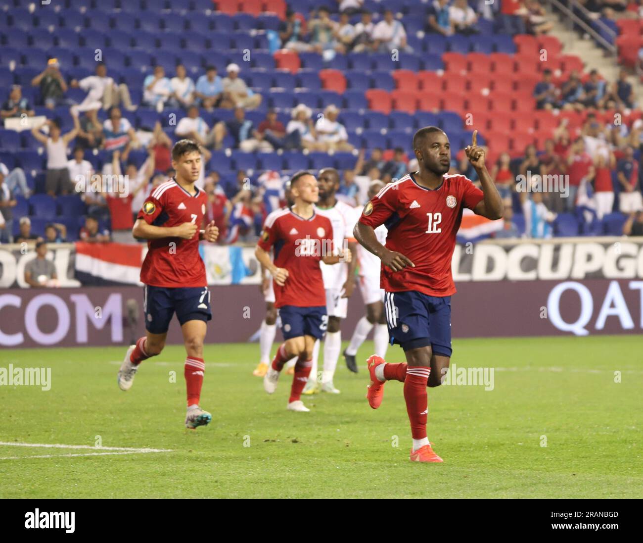 New Jersey, Harrison, USA. 4th July, 2023. (SPO) Concacaf Gold Cup: Costa Rica vs Martinique. July 04, 2023, Harison, New Jersey, USA: Joel Campbell of Costa Rica celebrates his goal during soccer match against Martinique valid for the 3rd round of the Concacaf Gold Cup, at the Red Bull Arena, in Harrison, on Tuesday (04). Credit: Leco Viana/Thenews2 (Credit Image: © Leco Viana/TheNEWS2 via ZUMA Press Wire) EDITORIAL USAGE ONLY! Not for Commercial USAGE! Stock Photo