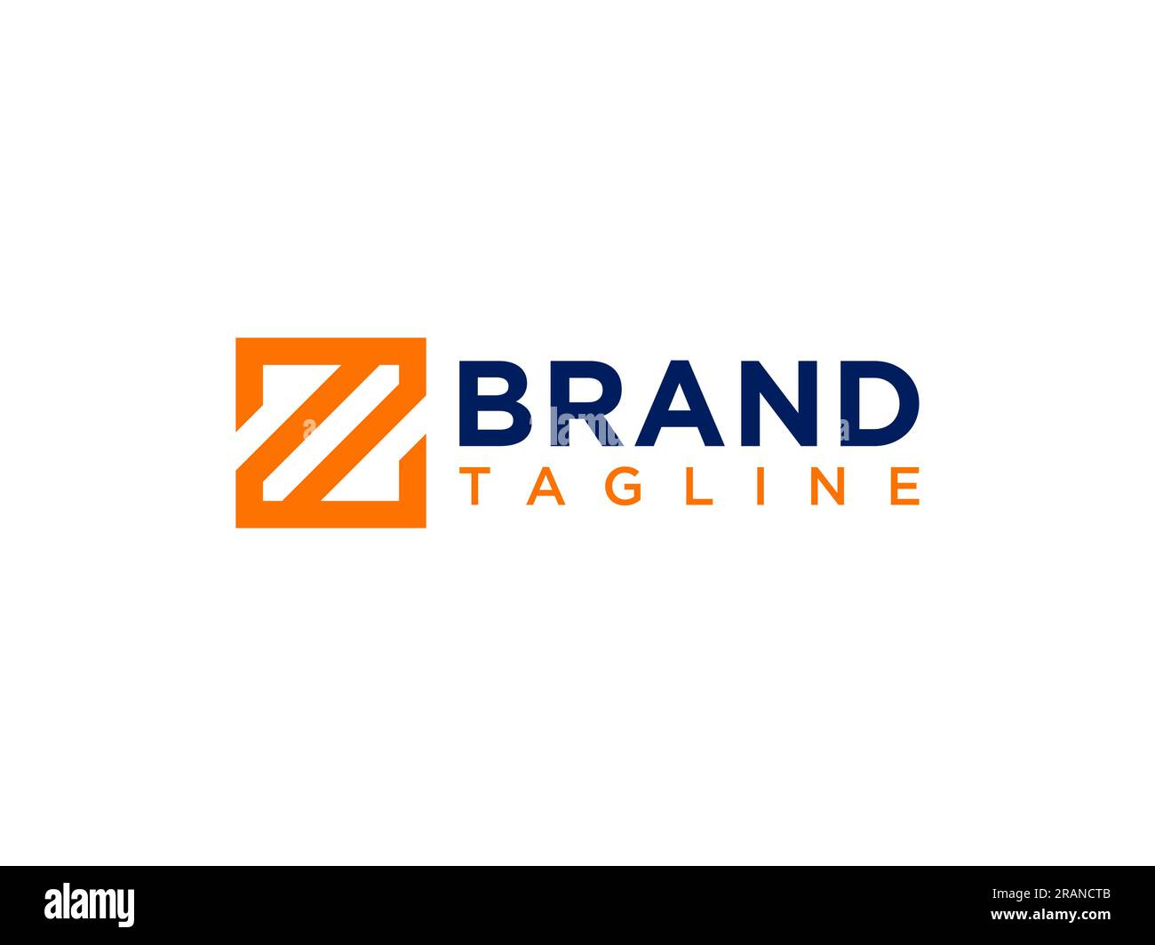Abstract Letter Z Logo. Orange Square Line Rounded isolated on white background. Flat Vector Logo Design Template Element. Stock Vector