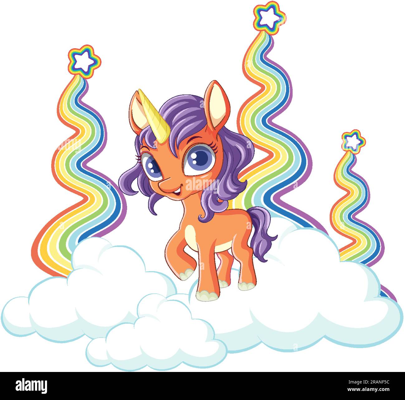 Unicorn standing on cloud with rainbow illustration Stock Vector Image ...