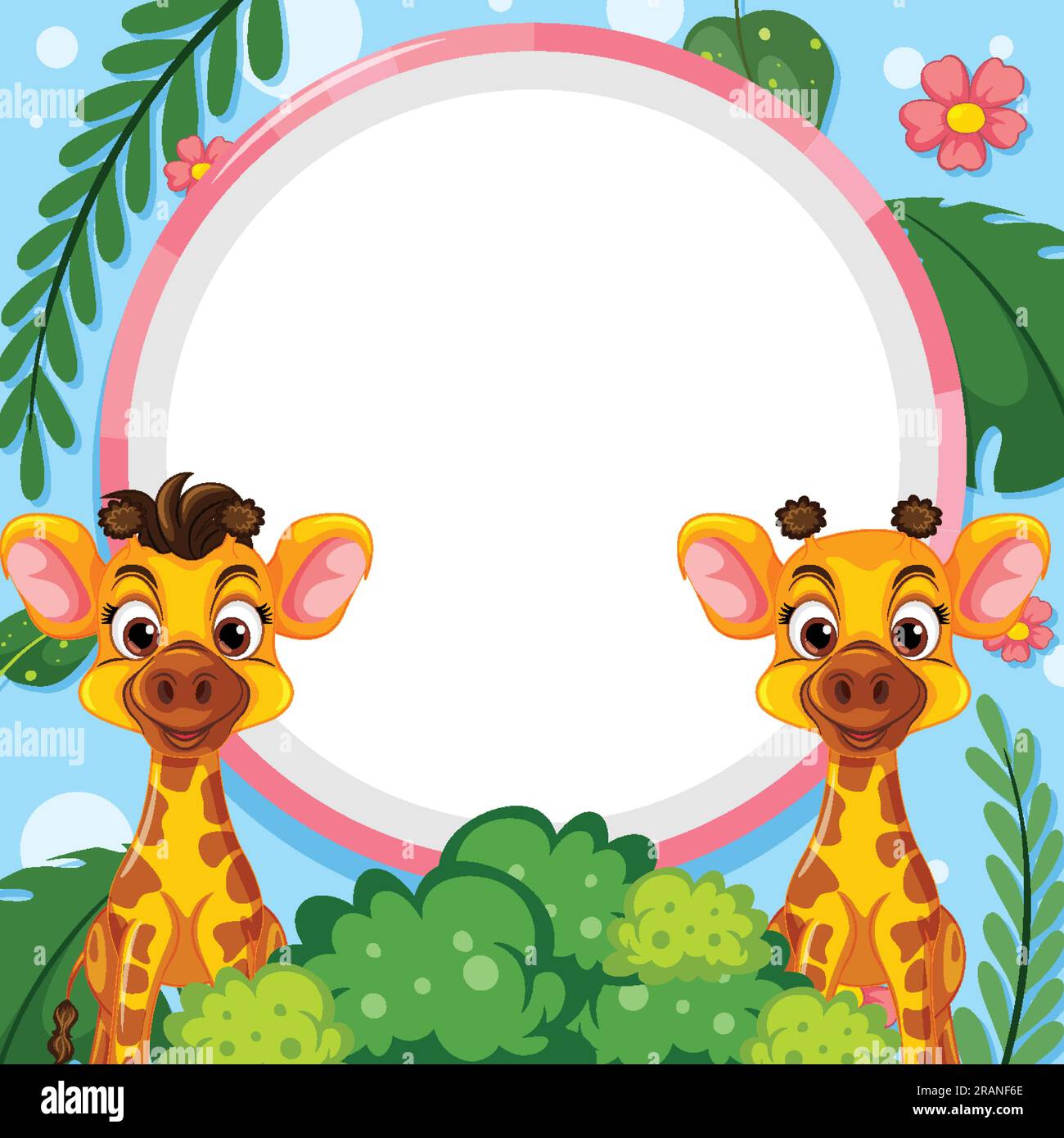 Blank Banner Template with Giraffe Vector illustration Stock Vector ...