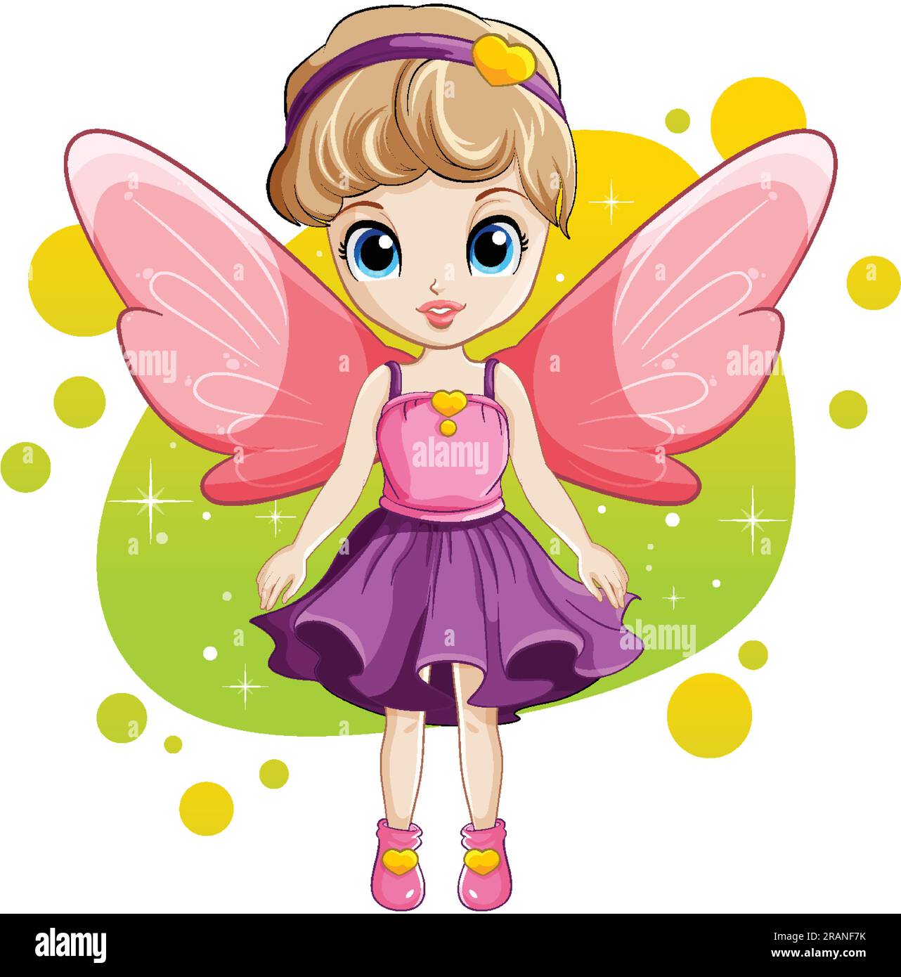 Cute Fairy Girl with Wings Cartoon Character illustration Stock Vector Image & Art Alamy