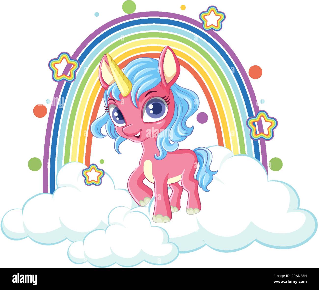 Unicorn on cloud with rainbow illustration Stock Vector Image & Art - Alamy
