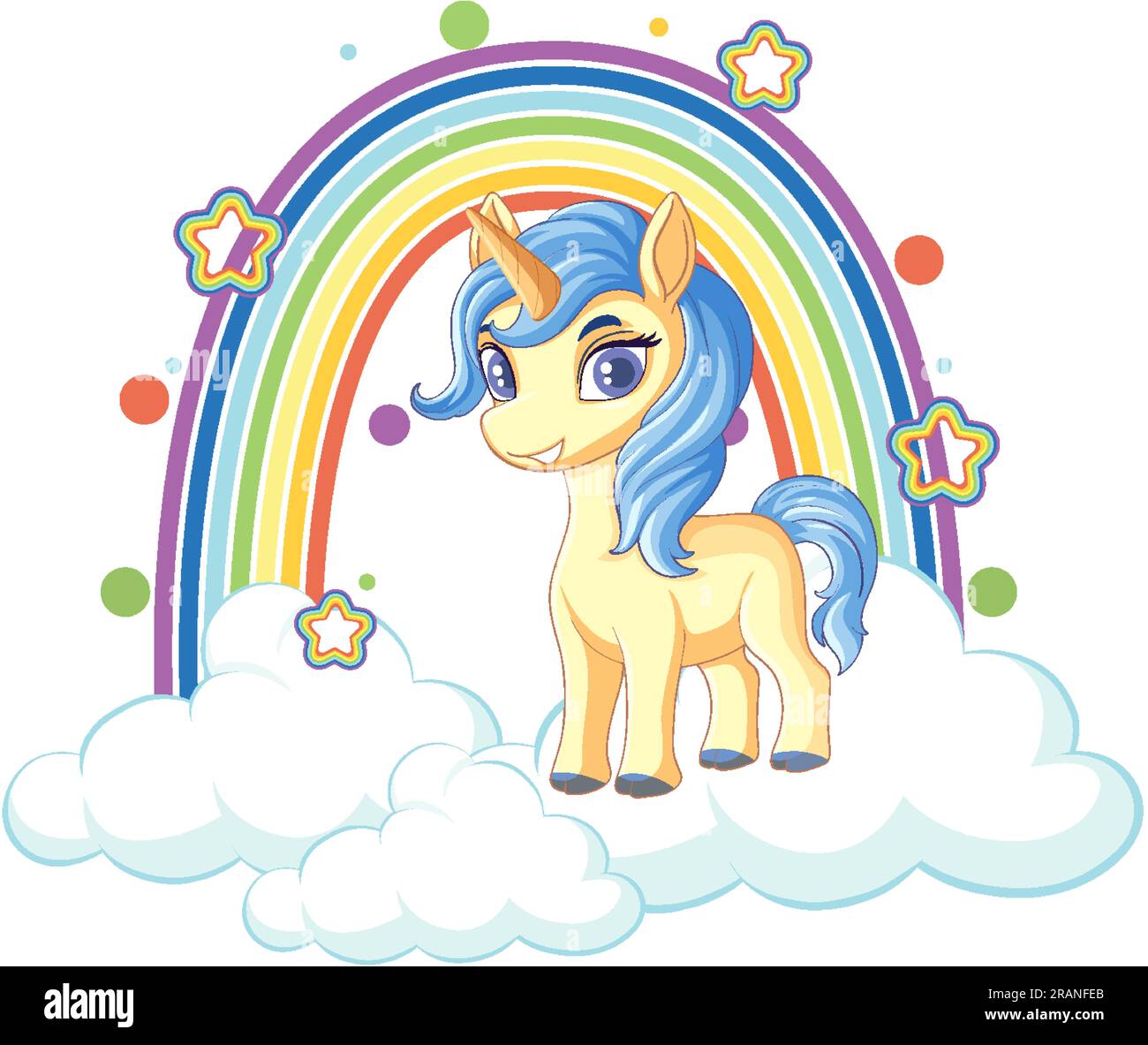 Unicorn on cloud with rainbow illustration Stock Vector Image & Art - Alamy