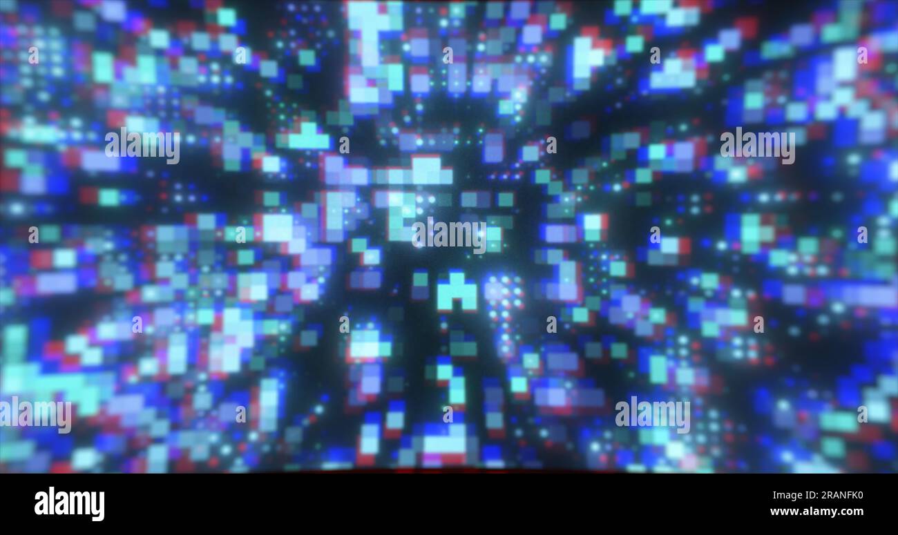 Abstract blue futuristic hi-tech energy particles dots and squares ...