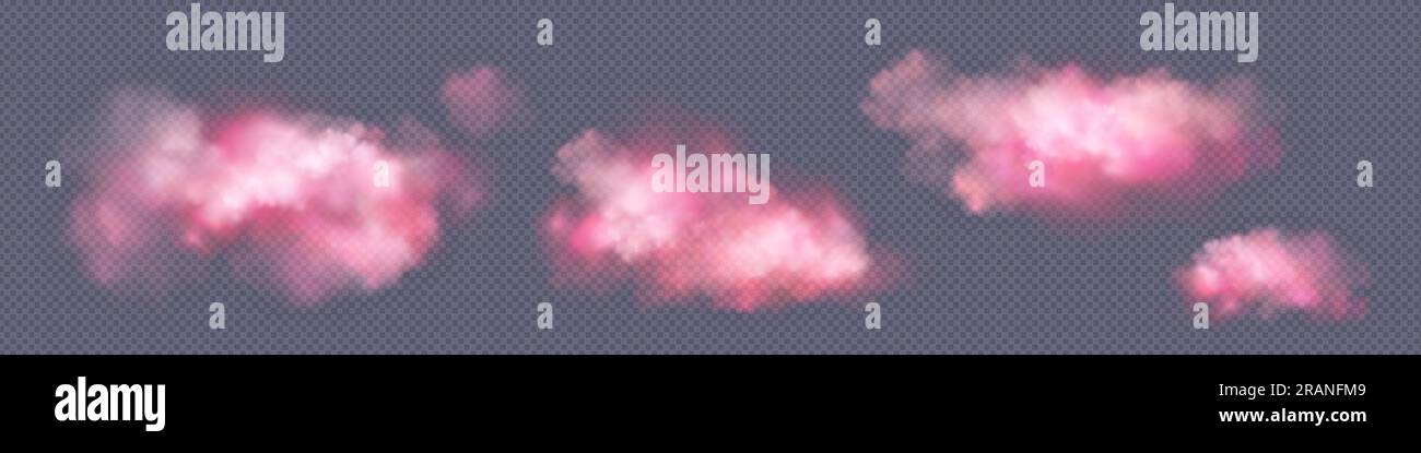 Pink candy cotton cloud isolated fantasy vector. Fluffy sunset ...