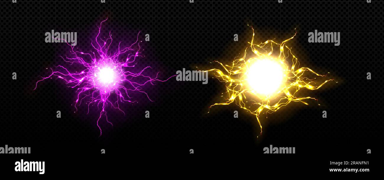 Realistic bolt circle with lightning explosion vector effect. Electric